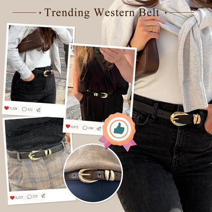 HOTBelts for Women with Gold Buckle for Jeans, Dress Leather Belts