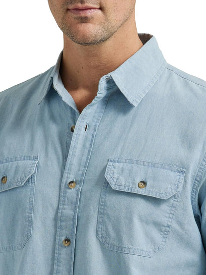 HOTWrangler Authentics Men's Short Sleeve Classic Woven Shirt