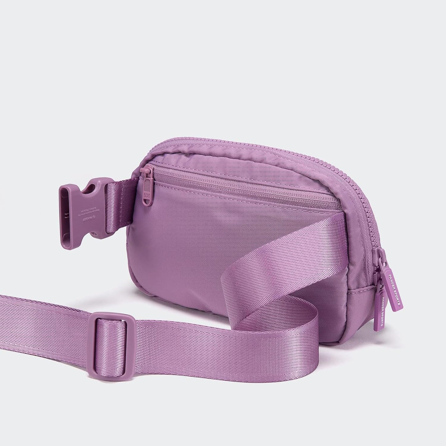 HOTPander Two Way Zipper Fanny Pack Nylon Everywhere Belt Bag for Women, Water Repellent Waist Packs, Crossbody Bags with Adjustable Strap (Light Purple).