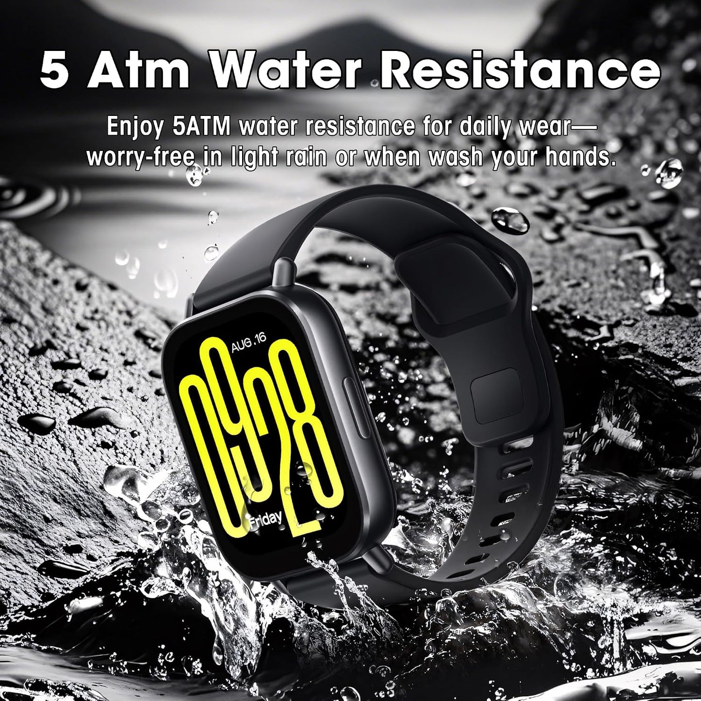 HOTXiaomi Redmi 5 Active Smart Watch, Step Counter Watch for Women Men with 2" LCD Large Display, 140 Sports Modes, 5ATM Waterproof (Active-Midnight Black)