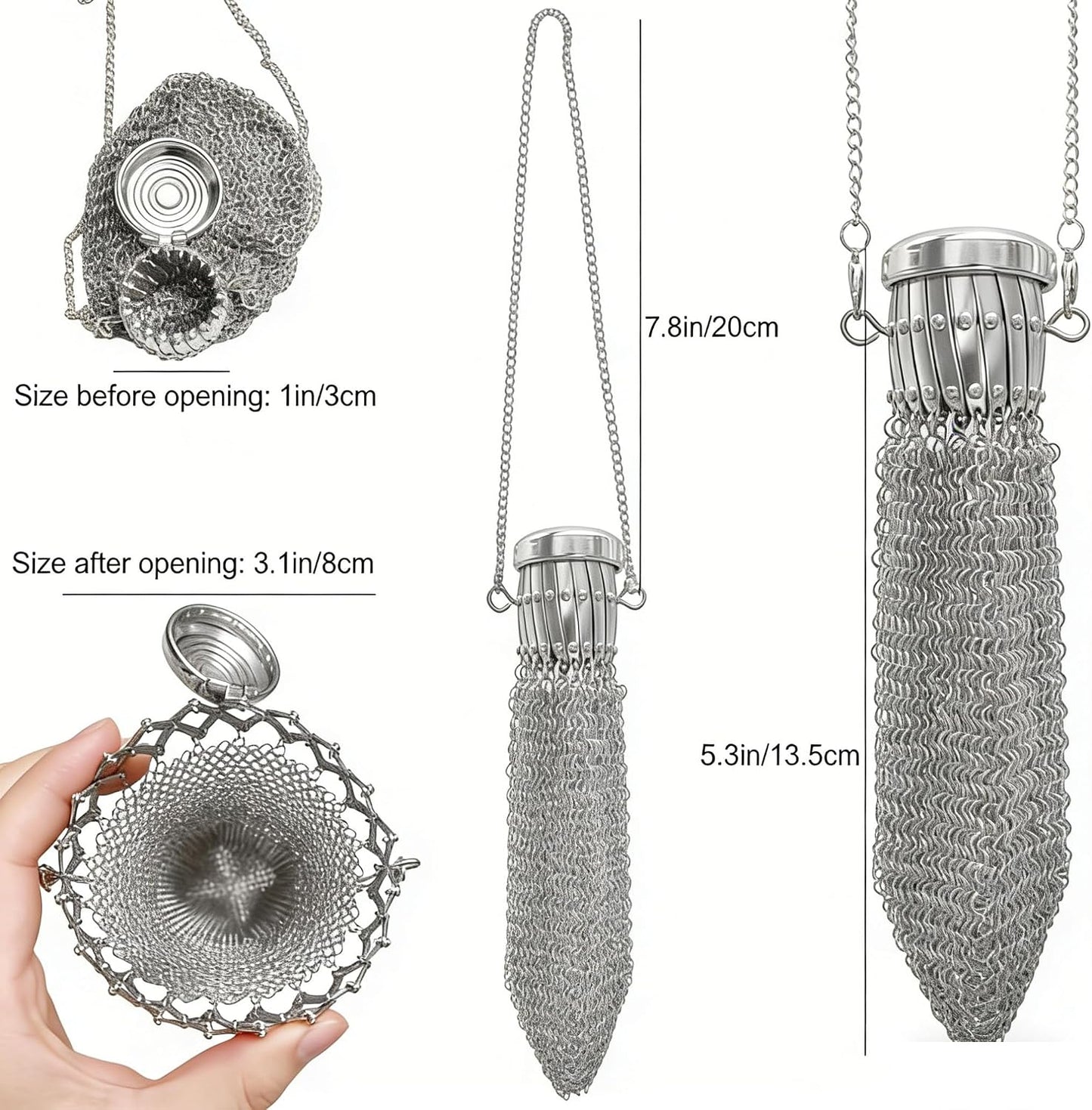 HOT1920's English Vintage Coin Purse, Handade Chain Metal Mesh Wallet for Coins, Dice, Jewelry, Cosmetics, Mini Vintage Double Mesh Coin Holder Pouch, Antique Coin Purse Wallet Ideal for Party