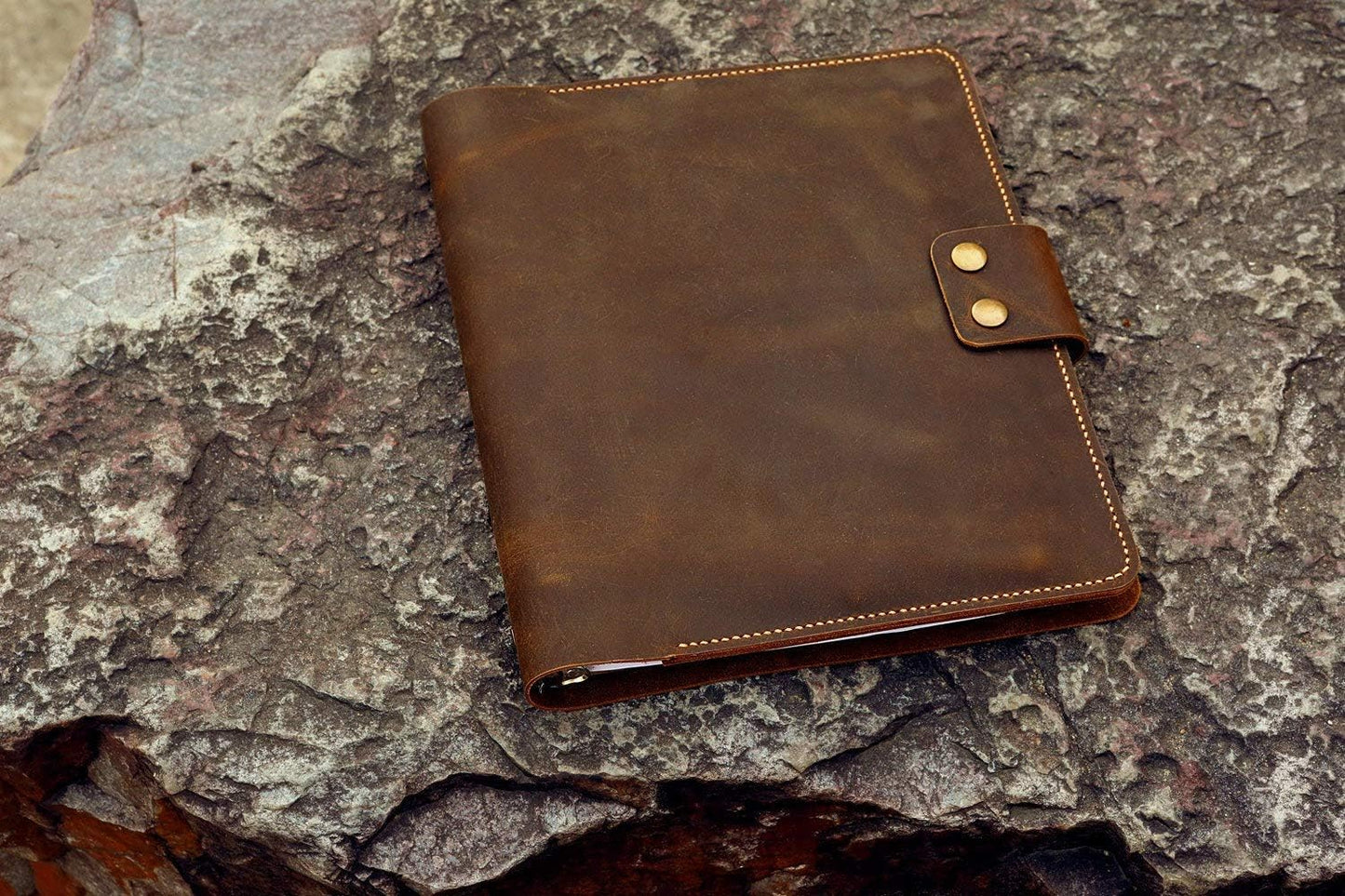 HOTPersonalized leather 3 ring binder portfolios with pockets and writing pad / 8.5 x 11 letter size leather padfolio organizer NL05BC
