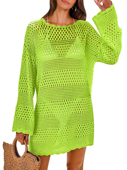 HOTANRABESS Women Swimsuit Crochet Swim Cover Up 2026 Summer Bathing Suit Swimwear Mesh Knit Beach Dress Vacation Outfits