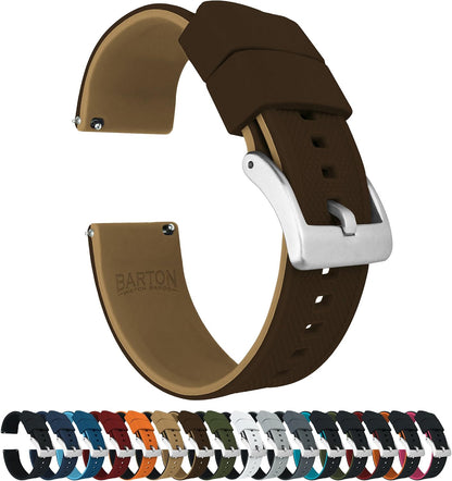 HOTBARTON Elite Silicone Watch Bands - Quick Release - Choose Strap Color & Buckle Color (Stainless Steel, Black PVD or Gunmetal Grey) - 18mm, 20mm, 22mm & 24mm Watch Straps