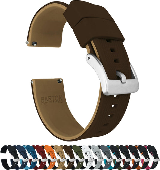 HOTBARTON Elite Silicone Watch Bands - Quick Release - Choose Strap Color & Buckle Color (Stainless Steel, Black PVD or Gunmetal Grey) - 18mm, 20mm, 22mm & 24mm Watch Straps