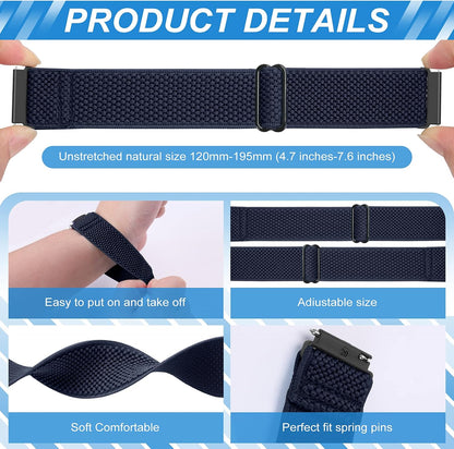 HOTCompatible with 16mm 18mm 19mm 20mm 22mm 24mm Watch Bands Quick Release Replacement Wristband,Adjustable Stretchy Nylon Solo Loop Straps Fabric Braided Sport Elastic Bands for Men Women