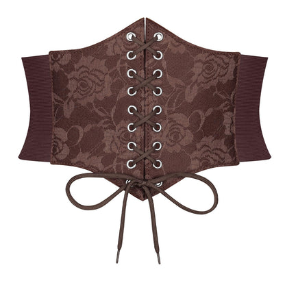 HOTJASGOOD Women’s Elastic Costume Waist Belt Lace-up Tied Waspie Corset Belts for Women
