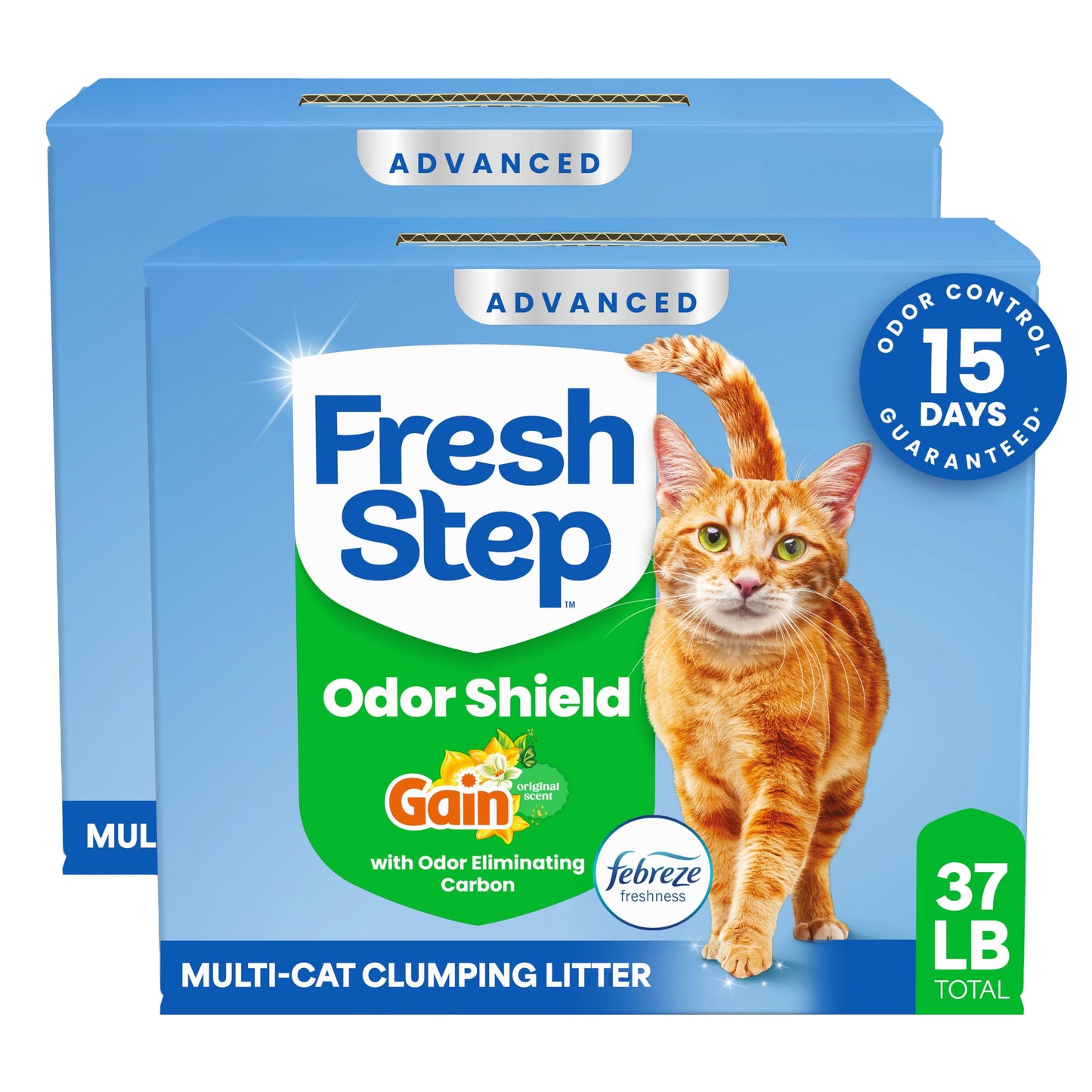HOTFresh Step Advanced Simply Unscented Multi Cat Clumping Litter, Formulated With No Added Dyes or Fragrances, Ammonia Block Technology, Low Dust, 18.5 lb. Box, Pack of 2
