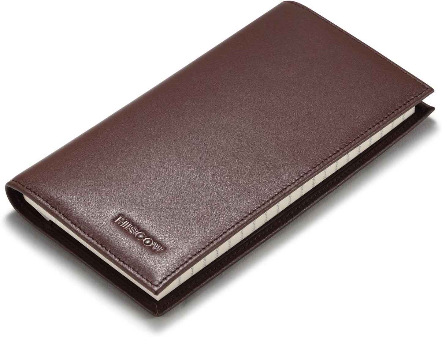 HOTHISCOW Slim Leather Checkbook Cover for Personal Checks | Full grain cowhide, transaction register & check book pockets, removable duplicate divider, durable stitching, gifts for men