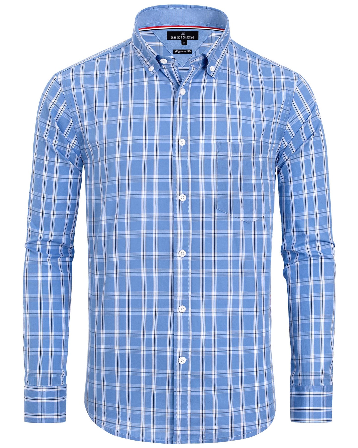 HOTAlimens & Gentle Men's Plaid Button Down Shirts Cotton Long Sleeve Dress Shirts Regular Fit Gingham Shirts