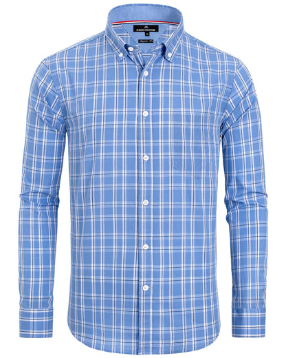 HOTAlimens & Gentle Men's Plaid Button Down Shirts Cotton Long Sleeve Dress Shirts Regular Fit Gingham Shirts