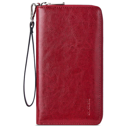 HOTBOSTANTEN Leather Wallet for Women RFID Blocking Zip Around Credit Cards Holder Phone Clutch