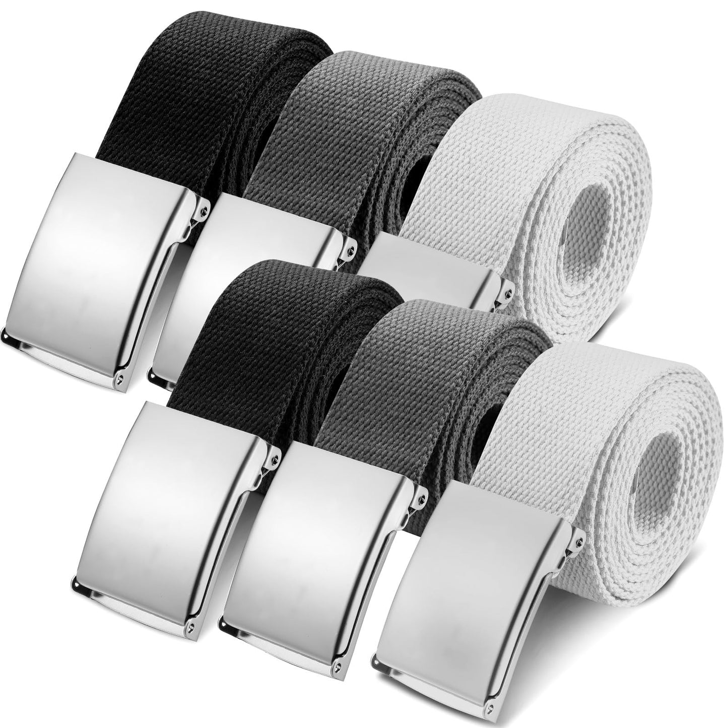 HOTGeyoga 6 Pack Golf Belts for Men Men's Golf Web Belt Nylon Web Belt Size up to 55" Adjustable Solid Nylon Belt