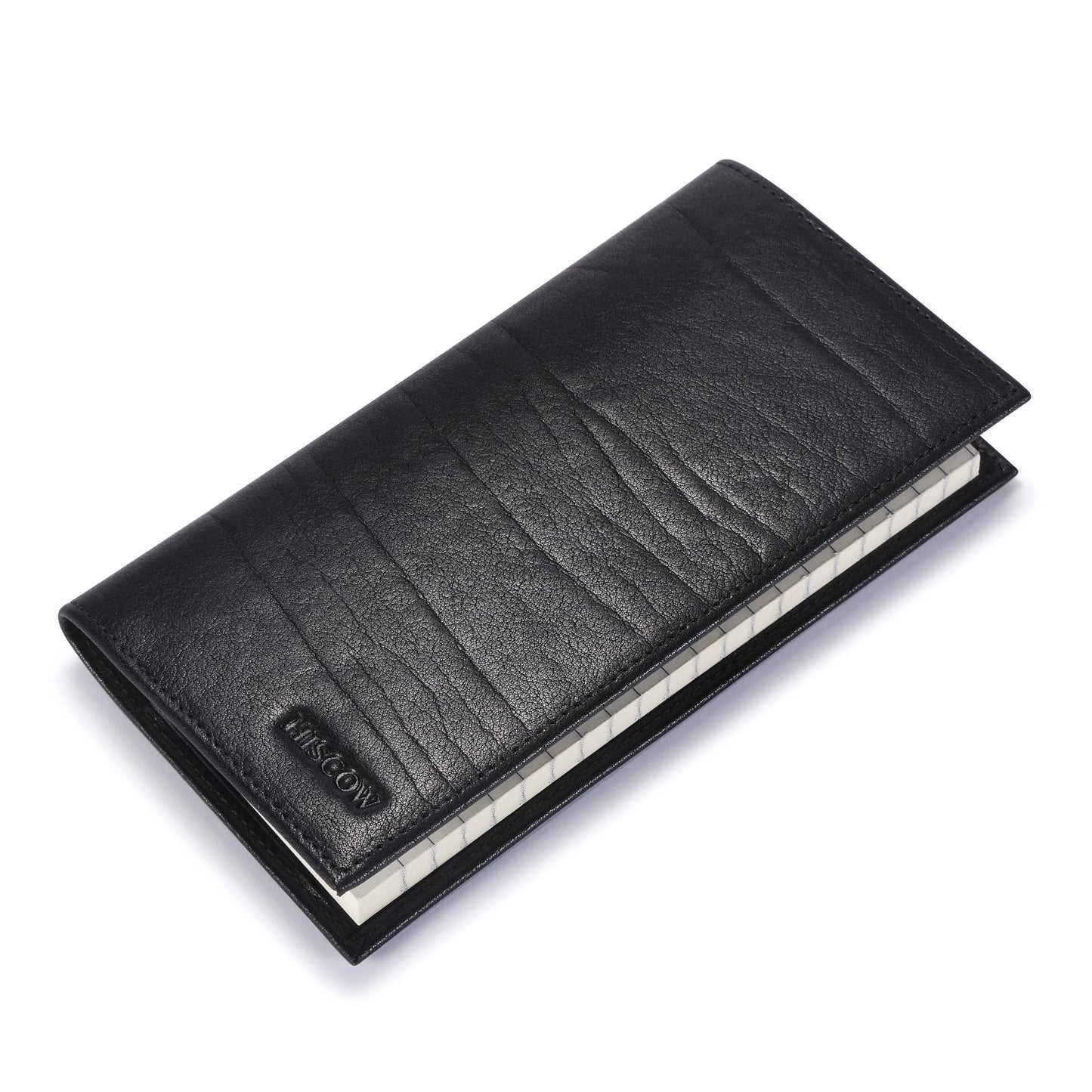 HOTHISCOW Slim Leather Checkbook Cover for Personal Checks | Full grain cowhide, transaction register & check book pockets, removable duplicate divider, durable stitching, gifts for men