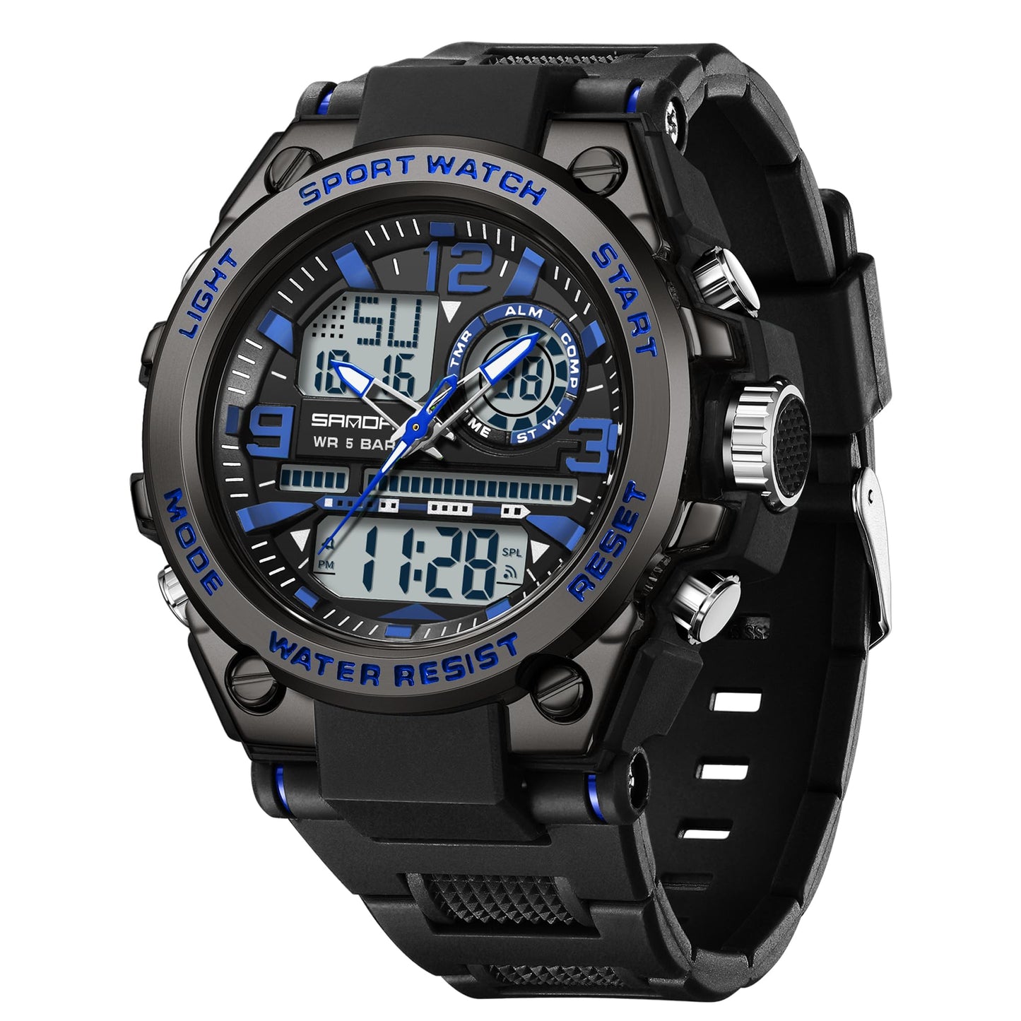 HOTKXAITO Men's Watches Sports Outdoor Waterproof Military Watch Date Multi Function Tactics LED Alarm Stopwatch