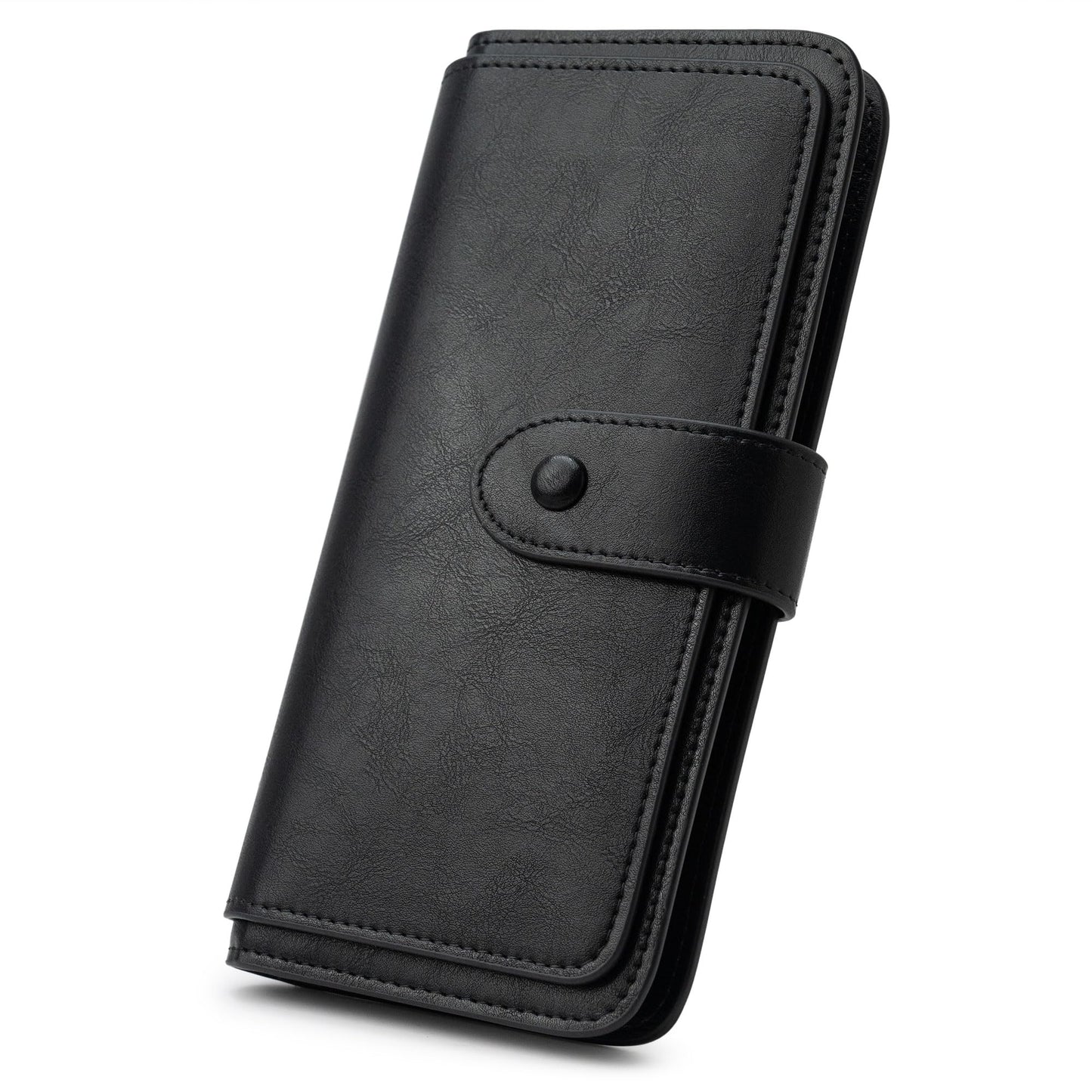HOTRFID Blocking Leather Wallet for Women, Slim Trifold with 14 Card Slots and Zipper Pocket (Brown)