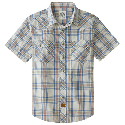 HOTDubinik® Pearl Snap Western Shirts for Men Short Sleeve Cowboy Men's Casual Shirt with 2 Sawtooth Pocket Vintage