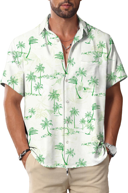 HOTKYKU Hawaiian Shirt for Men: Beach Vacation Summer Short Sleeve Button Down Mens Shirts Casual Stylish