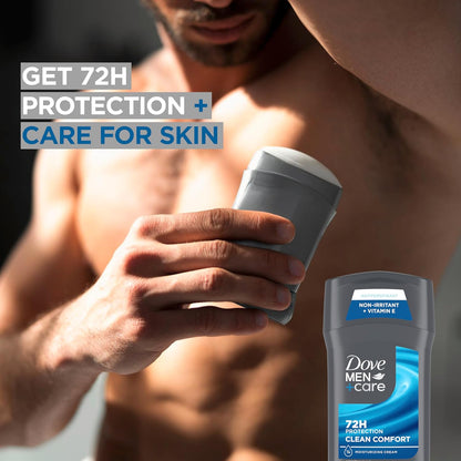 HOTDOVE MEN + CARE Antiperspirant Deodorant Stick Clean Comfort Twin Pack 72-Hour Sweat & Odor Protection Antiperspirant for Men With 1/4 Moisturizing Cream 2.7 oz