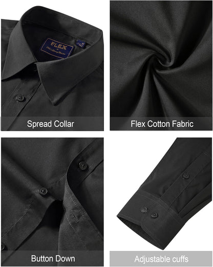 HOTJ.VER Men's Dress Shirts Stretch Stain Shield Long Sleeve Solid Formal Shirt Business Casual Button Down Shirts