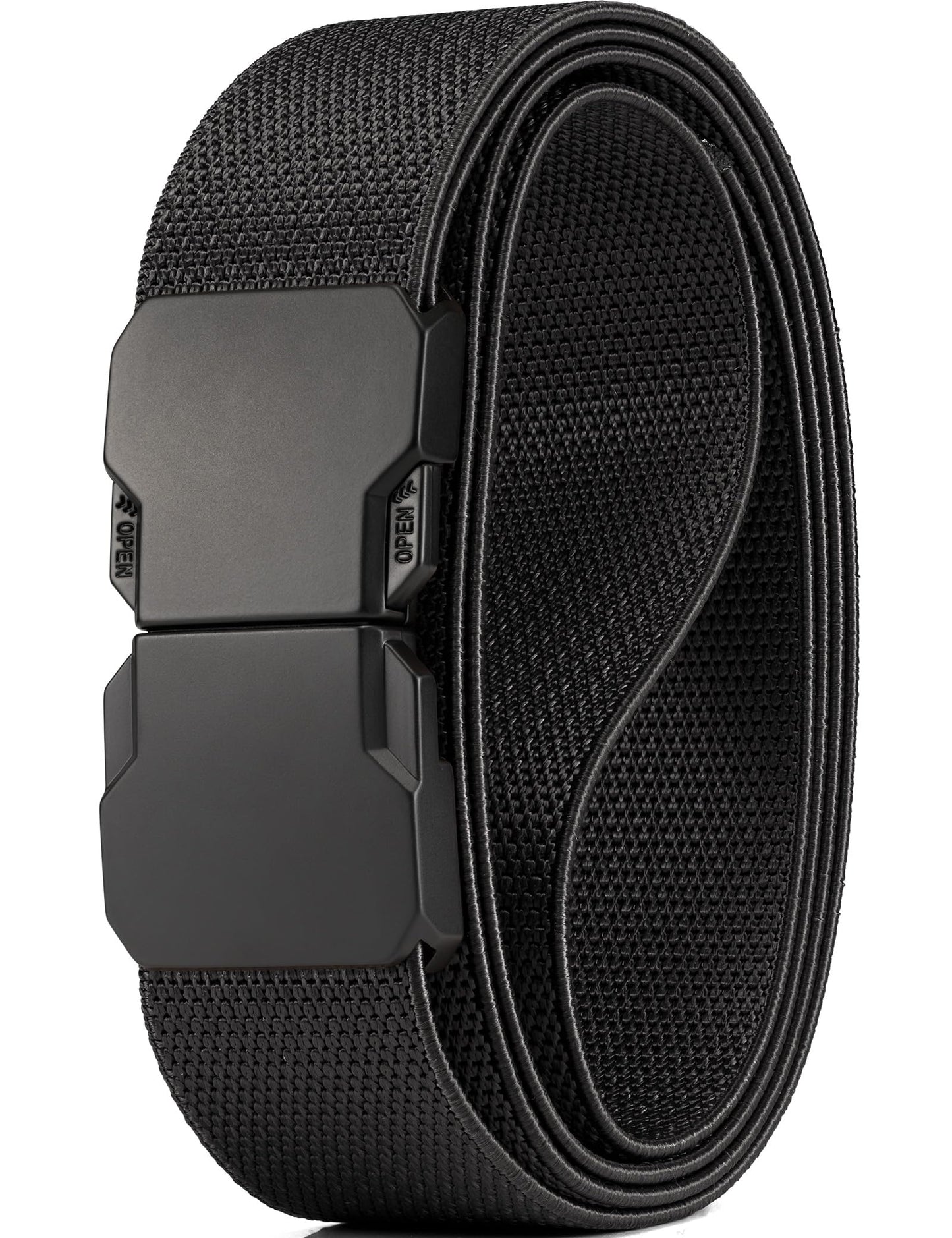 HOTGEIT Stretch Nylon Belt,1 3/8" Elastic Belt with Quick Release Buckle | Invisible Web Belt for Hiking Casual Tactical