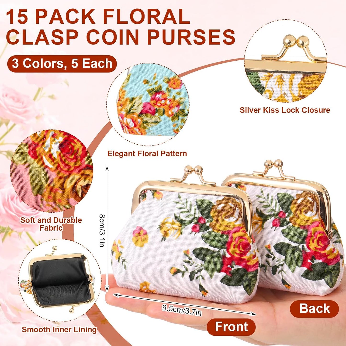 HOT30 Pcs Indian Pooja Return Gifts Bulk Floral Coin Purse Mirror,Gold Edge