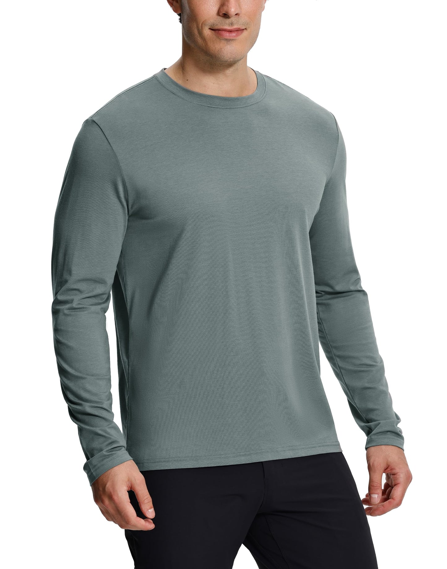 HOTPioneer Camp Mens Bamboo Shirts Ultra Soft Plain Tshirts for Men Cooling Crew Neck Casual Basic Tee Shirt Undershirt