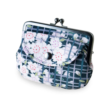 HOTVintage Floral Kiss Lock Coin Change Wallet Purses (Retro Flower - Pinkbeige) / Made in Japan Pouch for Women