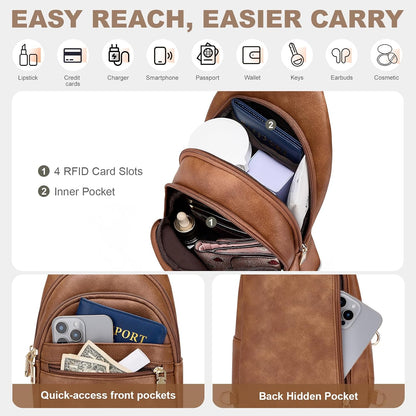 HOTSYTRAH Anti Theft Crossbody Bags for Women, RFID Sling Bag Travel Purse, RFID Cross Body Purses Chest Bag for Travel