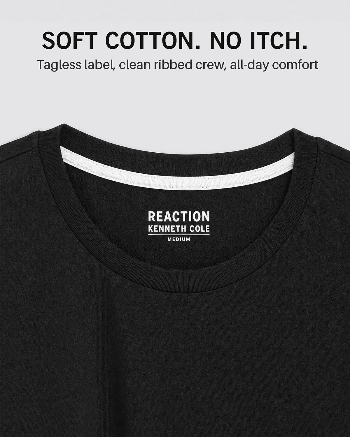 HOTKenneth Cole REACTION Mens T-Shirt Pack of 3 | UPF 50+ Cotton/Spandex Jersey Slim Fit White T Shirts for Men Pack