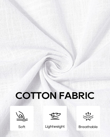 HOTAlimens & Gentle Mens Cotton Linen Textured Shirt Long Sleeve Button Down Shirts Casual Summer Beach Wedding Tops with Pocket