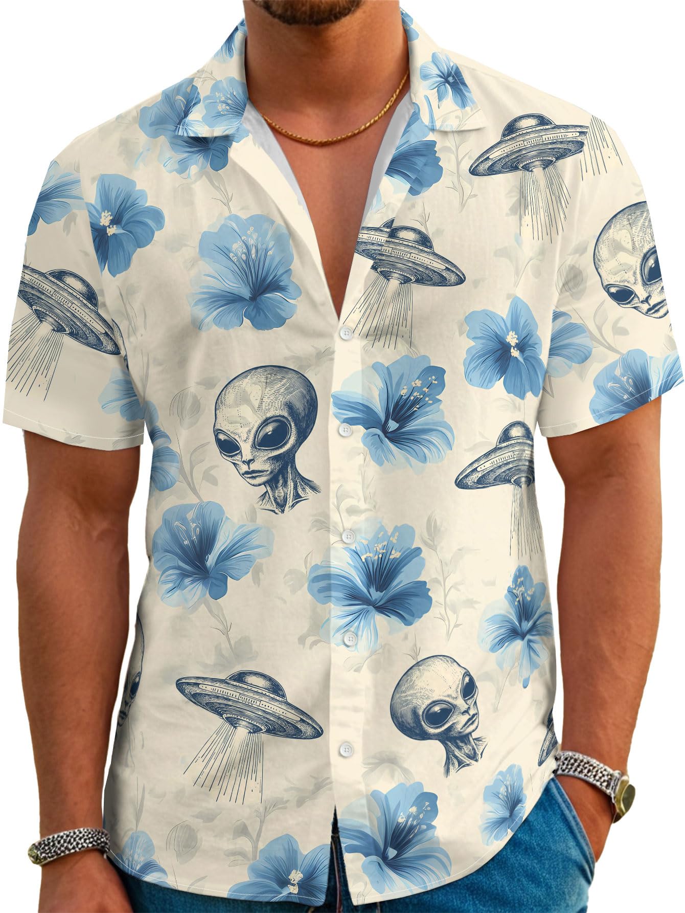 HOTDFZ Funny Hawaiian Shirts for Men Summer Beach Short Sleeve Button Down Shirt Theme Party Shirt