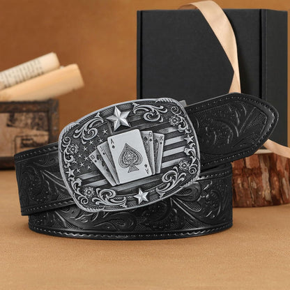 HOTCowboy Western Ratchet Belt for Men Women with Automatic Western Buckle, Ratchet Cowboy Leather Belt for Jeans Gifts