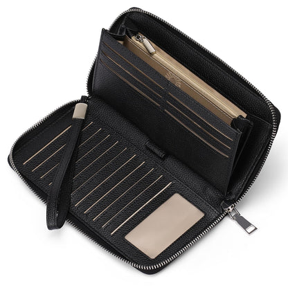 HOTGOIACII Womens Wallet RFID Blocking Leather Zip Around Wallet Large Capacity Long Purse Credit Card Clutch Wristlet