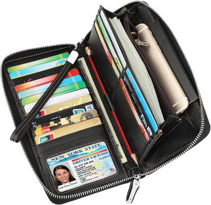 HOTLavemi Small Compact Women Wallet RFID Blocking Genuine Leather Bifold Purse with ID Windows