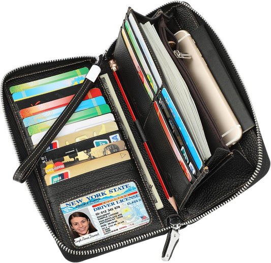 HOTLavemi Small Compact Women Wallet RFID Blocking Genuine Leather Bifold Purse with ID Windows