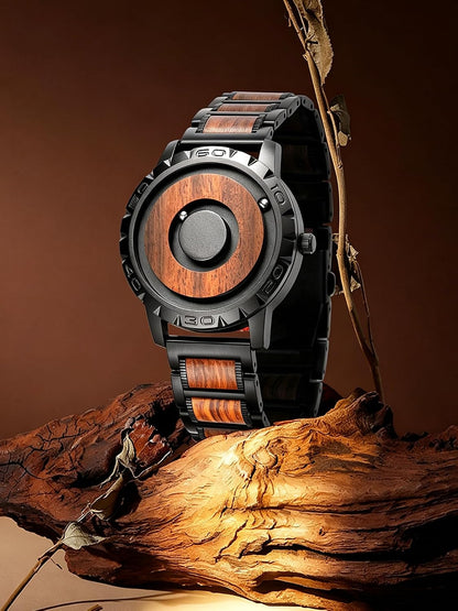 HOTEUTOUR Watches Men's Watch Magnet Watch No Glass Ball Bearing Quartz 40mm Wristwatch for Men with 20mm Bracelet and 3ATM/5ATM Waterproof, Unique Wathes for Men