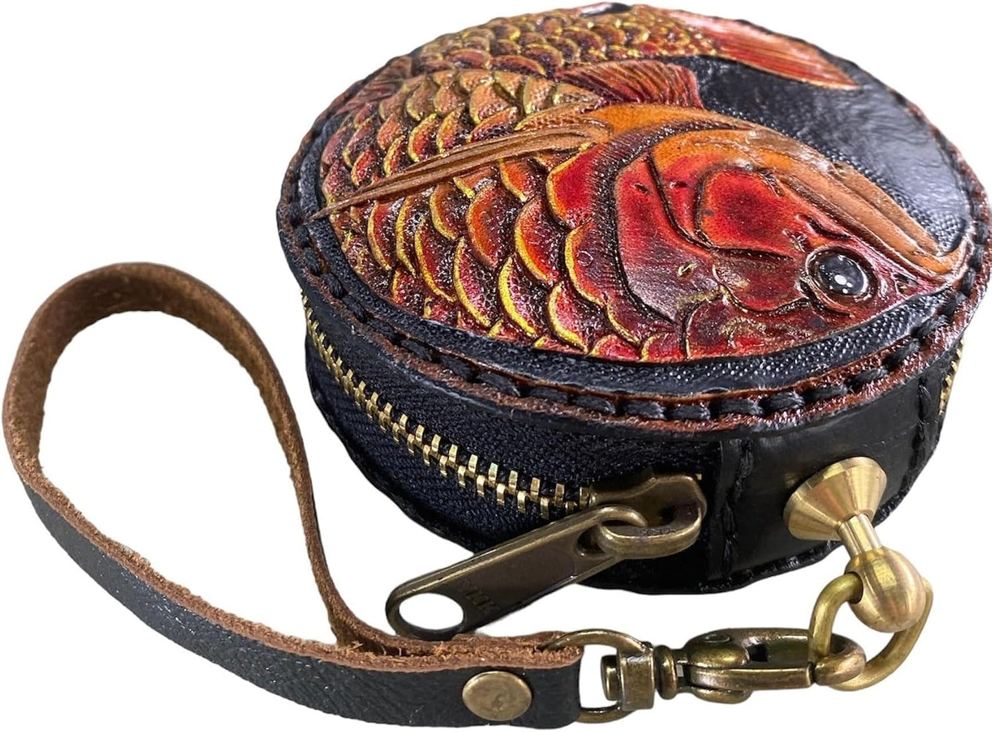 HOTGenuine Leather Round Coin Purse, Leather Purse, Leather pouch