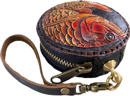 HOTGenuine Leather Round Coin Purse, Leather Purse, Leather pouch