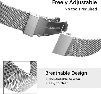 HOTEACHE Stainless Steel Mesh Watch Band for Men Women, Quick Release Mesh Watch Straps 12mm 14mm 16mm 18mm 20mm 22mm
