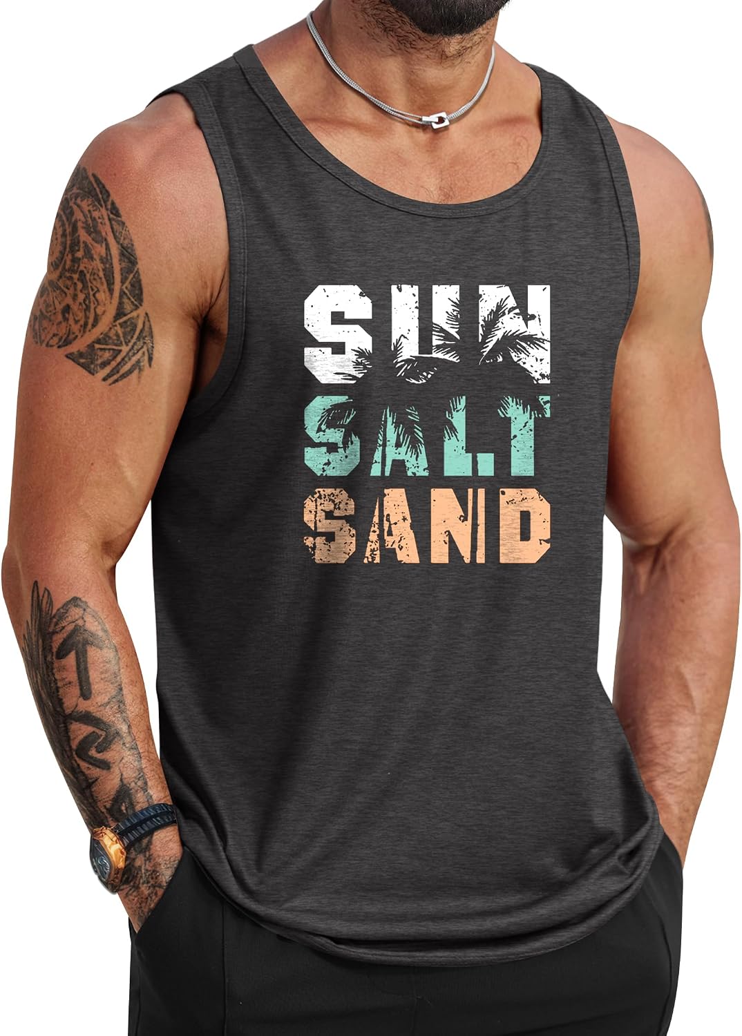 HOTVOGSTART Mens Hawaiian Beach Tank Tops Summer Vacation Muscle Top Graphic Sleeveless Shirts (S-3XL)