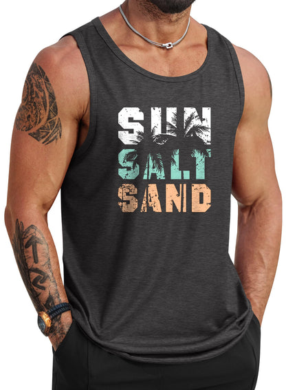HOTVOGSTART Mens Hawaiian Beach Tank Tops Summer Vacation Muscle Top Graphic Sleeveless Shirts (S-3XL)
