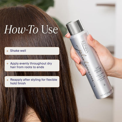 HOTKenra Platinum Dry Texture Spray 6 | Texture Defining Styler | Increases Texture & Fullness | Absorbs Oils & Impurities | Ultra-Lightweight, Non-Drying Formulation | All Hair Types