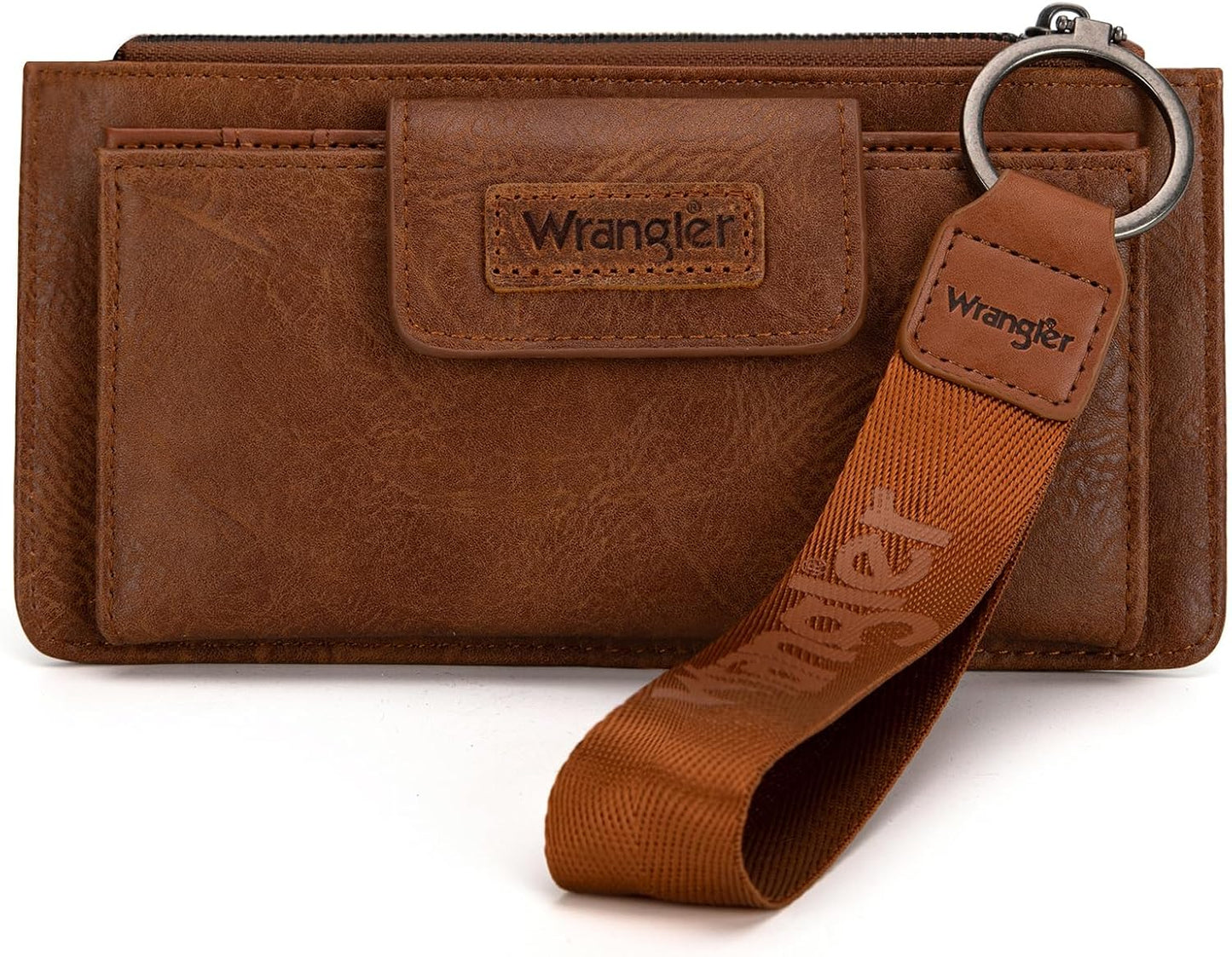 HOTMontana West X Wrangler Brown Wristlet Wallet Minimalist Clutch Womens Wallet Rfid Card Cases & Money Organizers with Coin Purse and Smooth Zipper