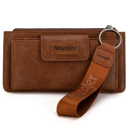 HOTMontana West X Wrangler Brown Wristlet Wallet Minimalist Clutch Womens Wallet Rfid Card Cases & Money Organizers with Coin Purse and Smooth Zipper