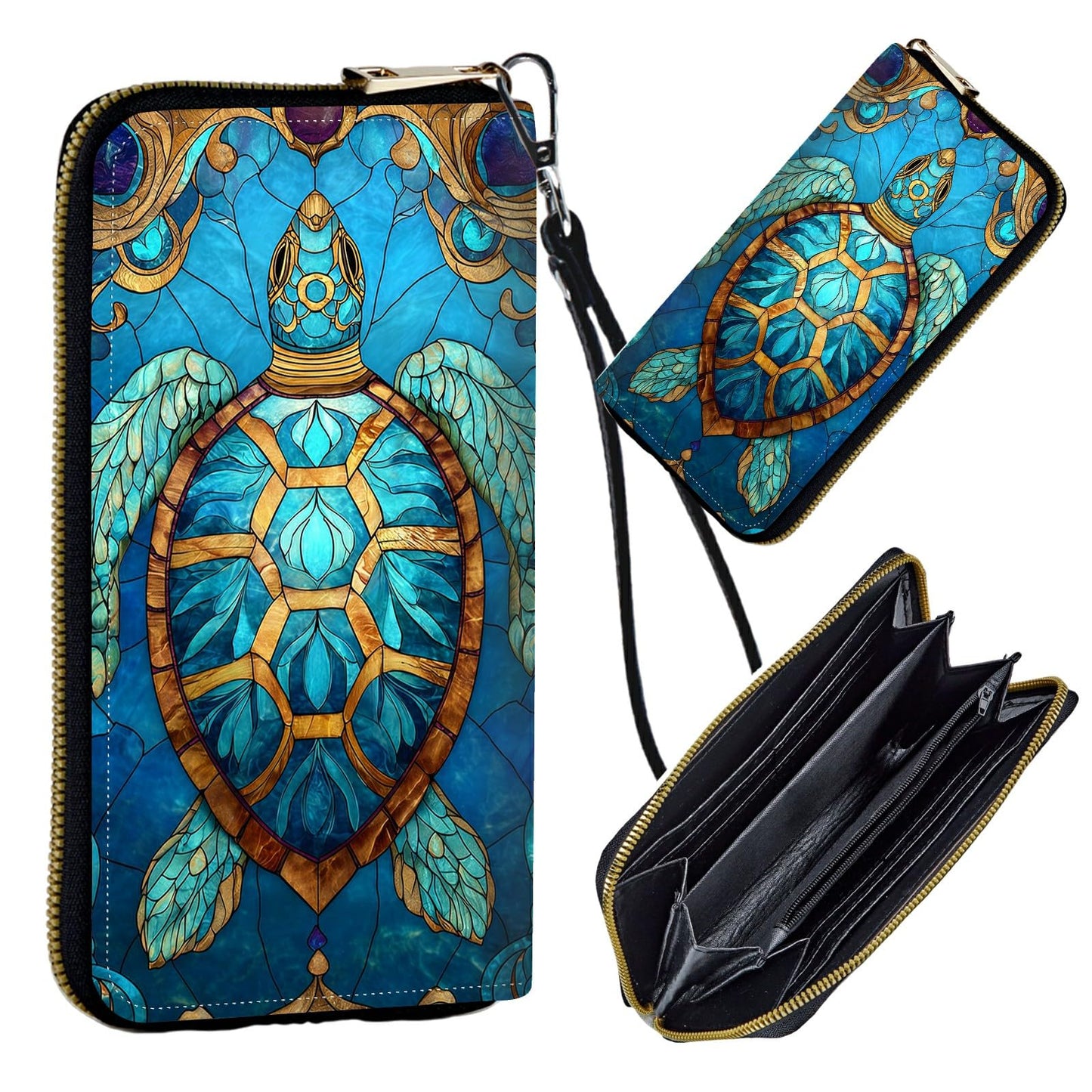 HOTWomen's Wristlet Wallets for Ladies, RFID Blocking Leather Zipper Handbag Clutch Purse Money Holder Organizer for Travel Shopping, Ocean Octopus