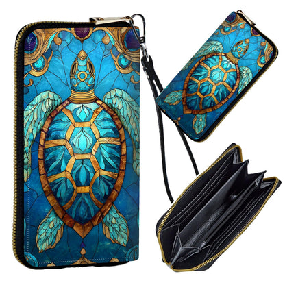 HOTWomen's Wristlet Wallets for Ladies, RFID Blocking Leather Zipper Handbag Clutch Purse Money Holder Organizer for Travel Shopping, Ocean Octopus