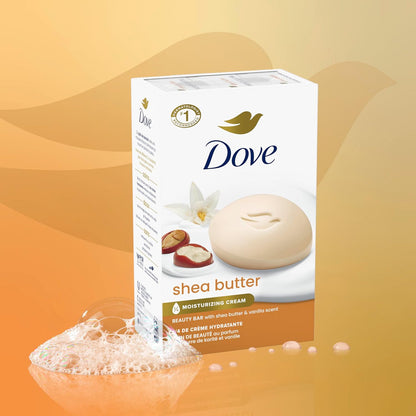 HOTDove Shea Butter Beauty Bar Soap 8 Count, Nourishing Cleanser, 3.75 oz I Moisturizing beauty bar with ¼ moisturizing cream and shea butter for soft, radiant skin