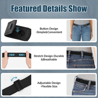 HOTWERFORU 3 Pack 4 Pack No Buckle Invisible Stretch Belt Buckle-Free Elastic Belt for Women and Men