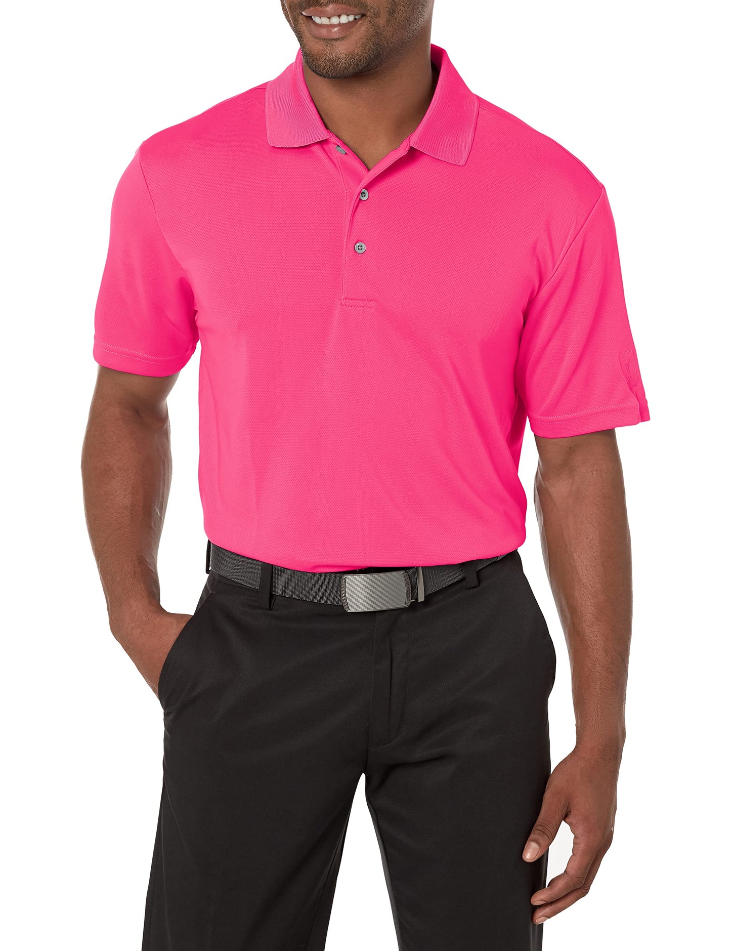 HOTPGA Tour Men's Airflux Solid Mesh Short Sleeve Classic Golf Polo Shirt